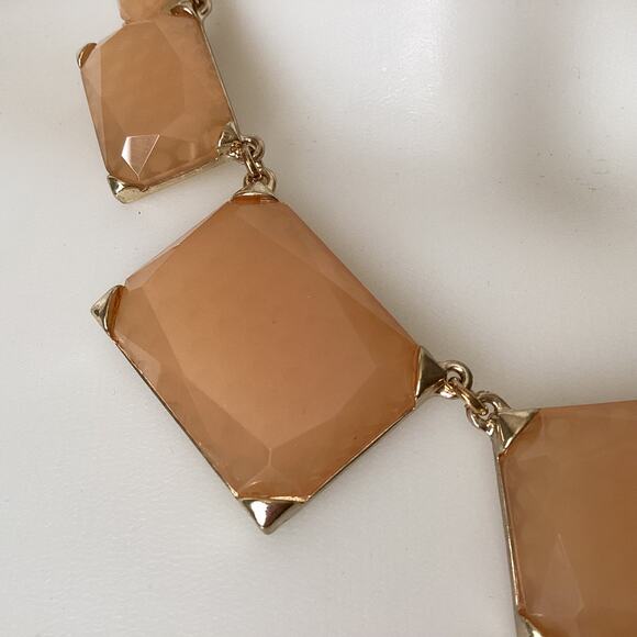 1813 NWT STONY 16" Gold Necklace with Gold Rectangle Stones with Lobster Clasp - Picture 2 of 3